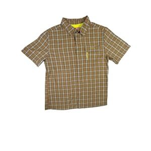 Rusty‎ Red Experimental Division Shirt Mens XL Brown Plaid Mesh Lined Button Up